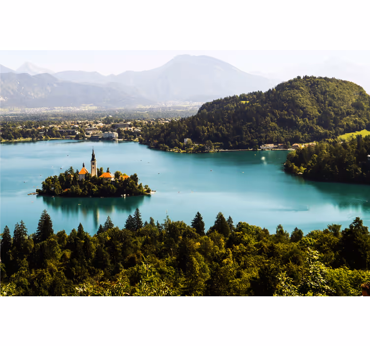 Ofis stor perde slovenya gölü estetik fotoğrafı - TenStickers