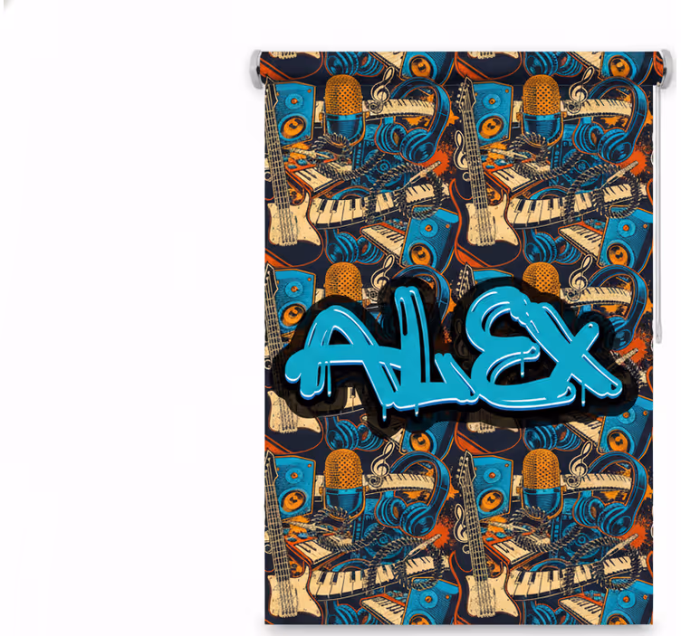 Genç odası stor perde müzik graffiti - TenStickers