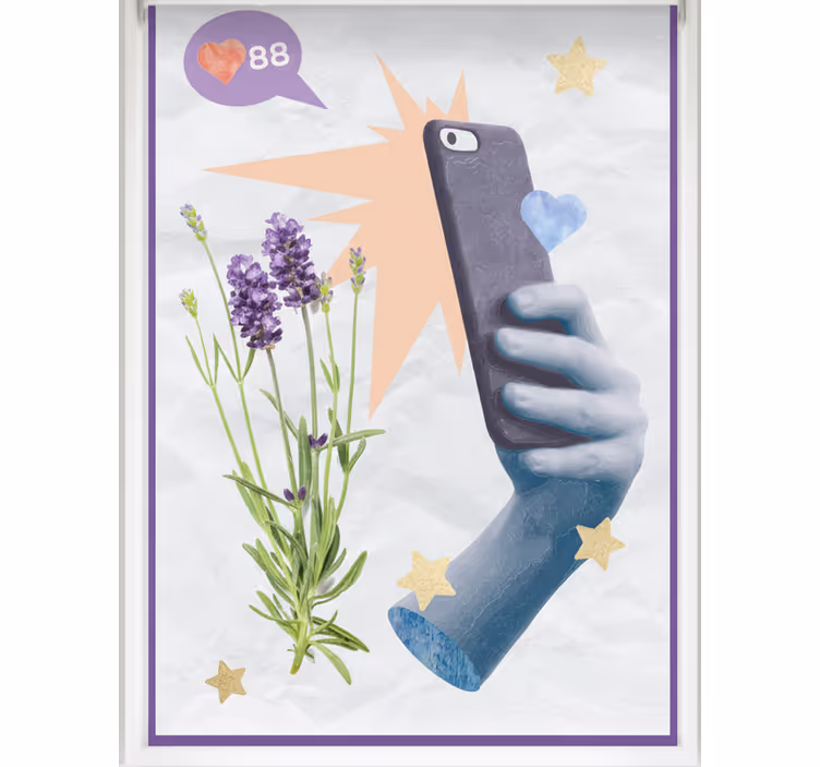 Genç odası stor perde dijital yaşam - TenStickers