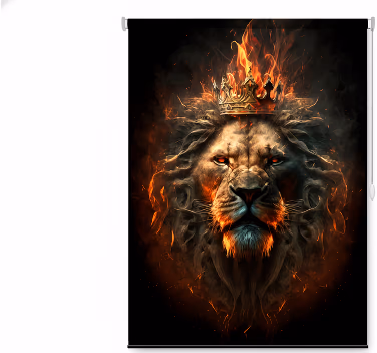 Genç odası stor perde alevlerde aslan kral - TenStickers