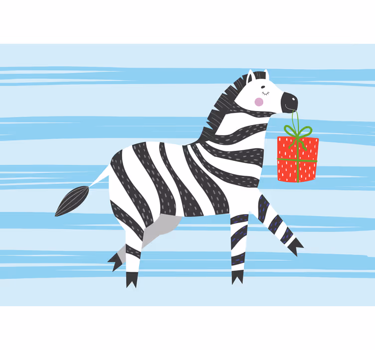Eğlenceli stor perde doğum günü zebra - TenStickers