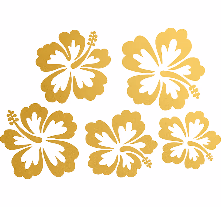 Çiçek stor perde altın hibiskus Çiçek silueti - TenStickers