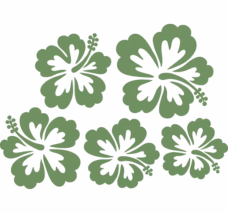 Çiçek stor perde - adaçayı yeşili hibiskus Çiçek silueti - TenStickers