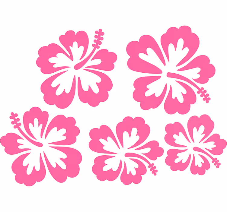 Çiçek stor perde - pembe hibiskus Çiçekleri silueti - TenStickers