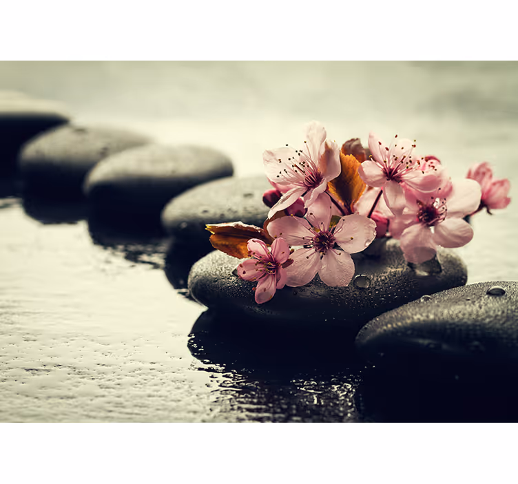 Zen stor perde - Çakıl desenli huzur - TenStickers