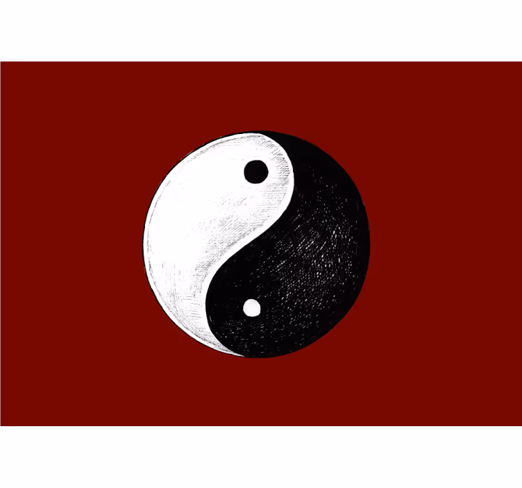 Zen stor perde kırmızı arka planda yin yang duvar resmi - TenStickers