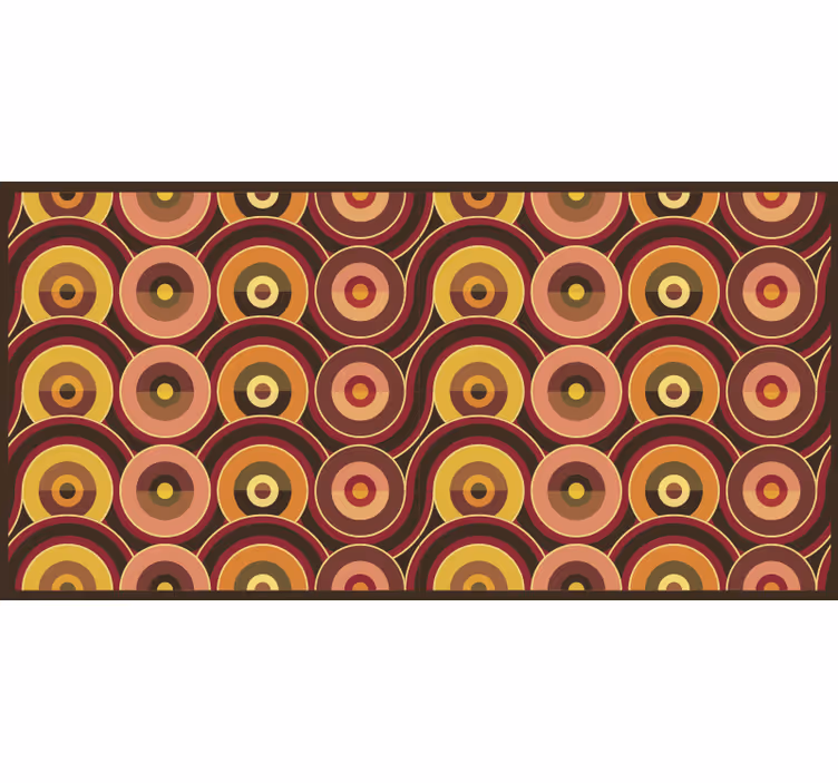 Kahverengi stor perde - 70'ler pop eski daire desenleri - TenStickers