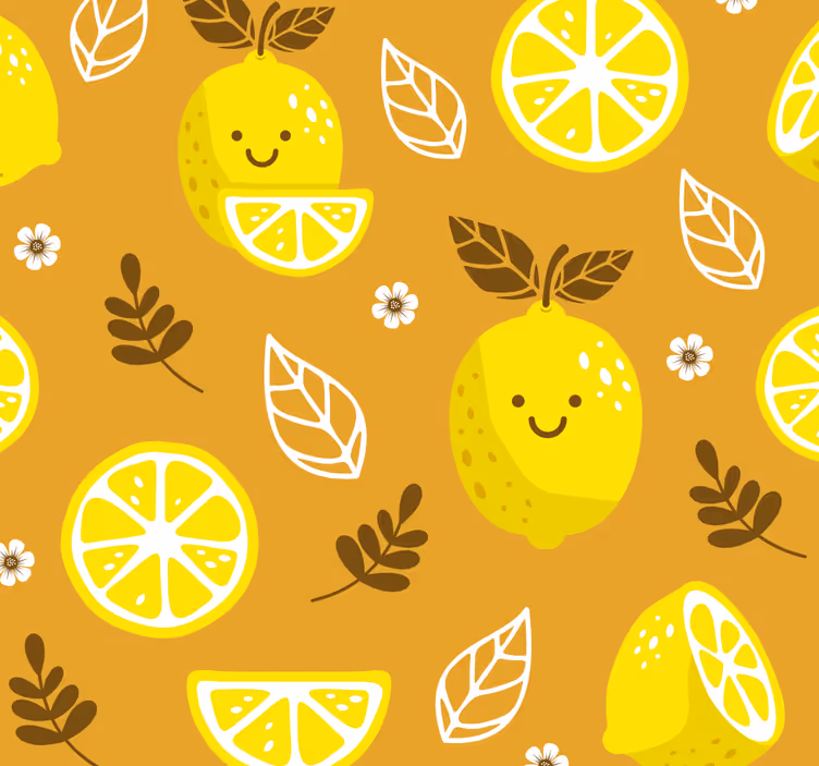 Turuncu stor perde gülümseyen limonlar - TenStickers