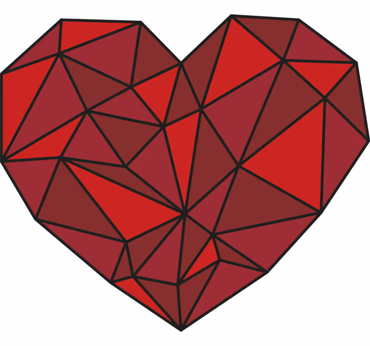 Kırmızı stor perde geometrik kalp - TenStickers