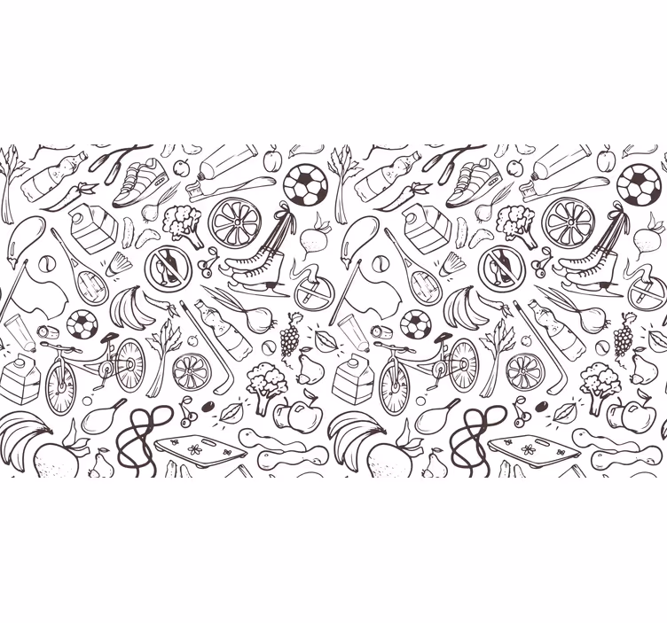 Dış mekan stor perde spor ve fitness sembol doodle'ları - TenStickers