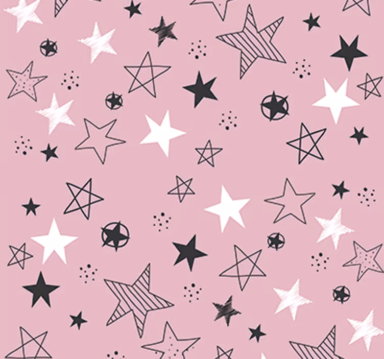 Genç odası stor perde - pembe yıldızlar - TenStickers