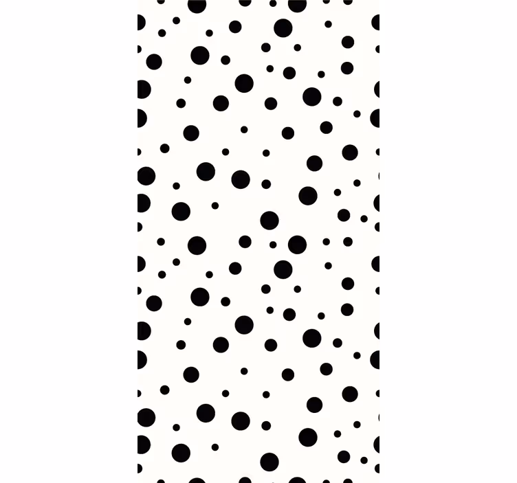 Genç odası stor perde - polka siyah beyaz desen - TenStickers
