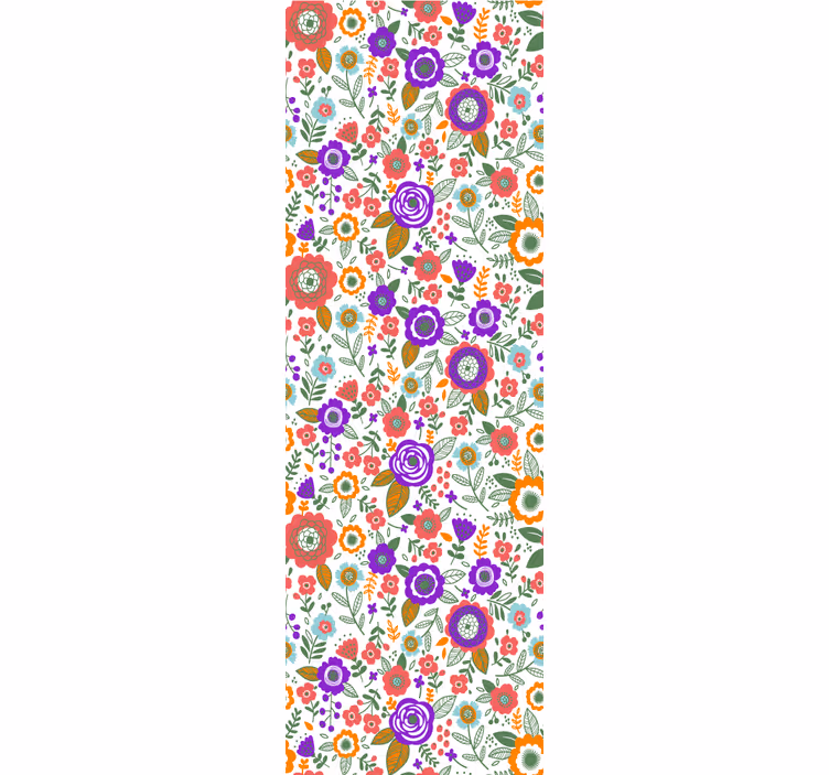 Genç odası stor perde renkli güzel çiçekler - TenStickers