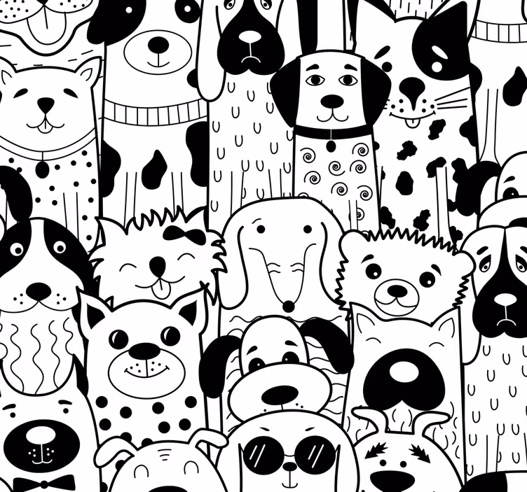 Bebek odası stor perde köpek desenli - TenStickers
