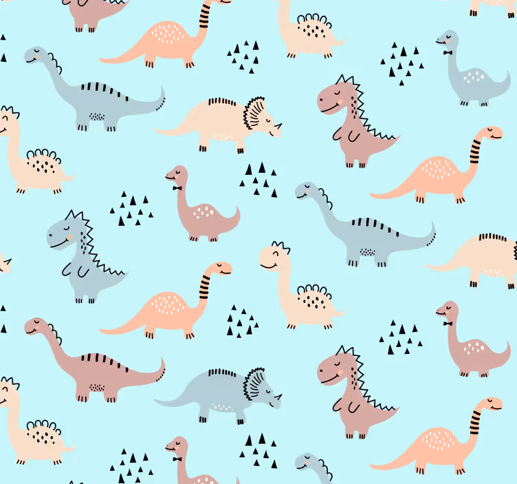 Bebek odası stor perde sarı ve yeşil dinozorlar ile - TenStickers