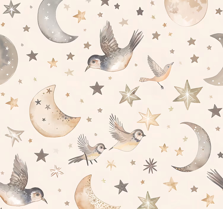 Bebek odası stor perde bej gece gökyüzü - TenStickers