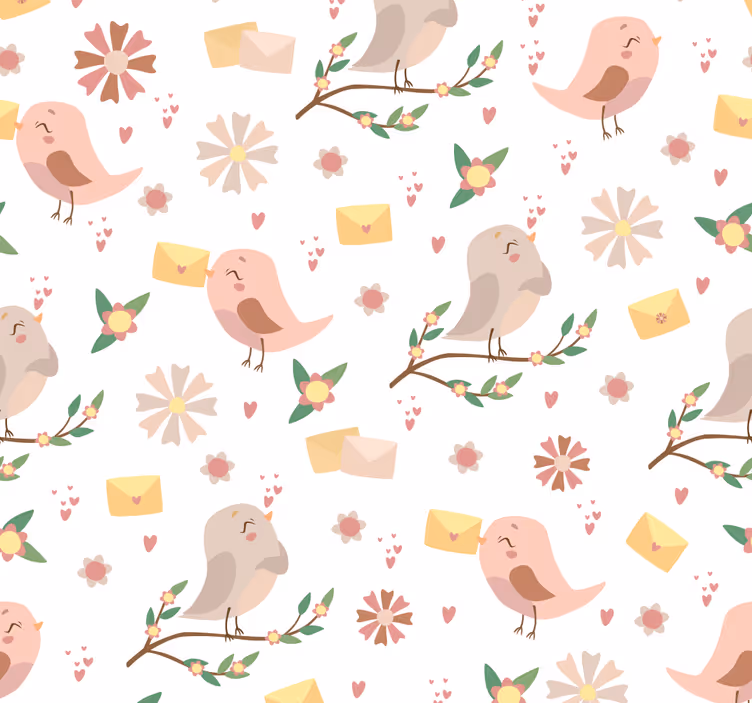 Bebek odası stor perde ağaçtaki küçük kuşlar - TenStickers