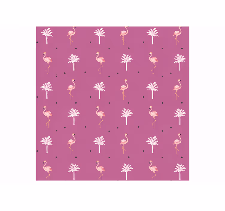 Pembe stor perde flamingo desenli canlı neşeli - TenStickers