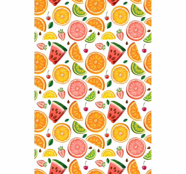 Narenciye karpuz deseni meyve ve sebzeler stor perde - TenStickers