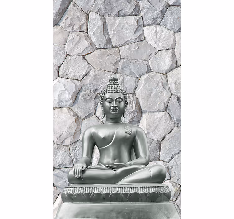 Taş görünümlü buda zen Stor perde - TenStickers