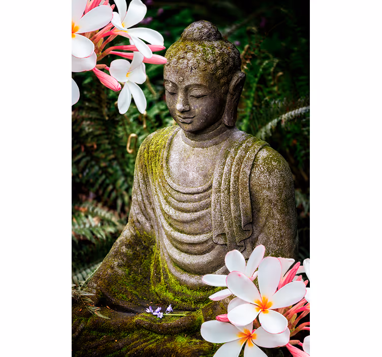 çiçek yeşili buda zen Stor perde - TenStickers