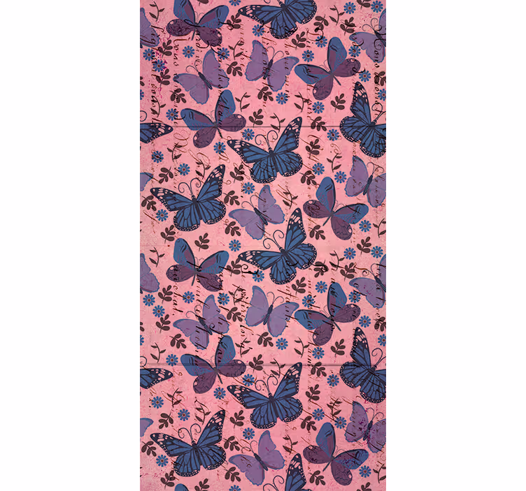 Pembe artalanları kelebek stor perde - TenStickers