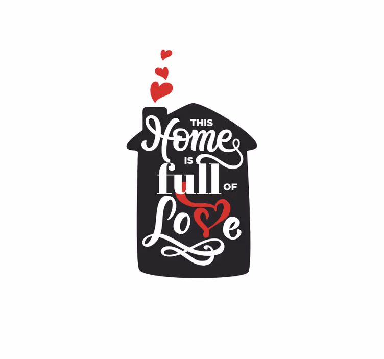 Ev aşk dolu işareti romantik stor perde - TenStickers