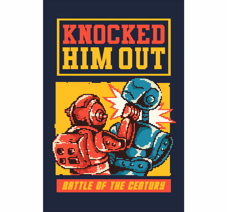 Robotik boks maçı geek desenli stor perde - TenStickers