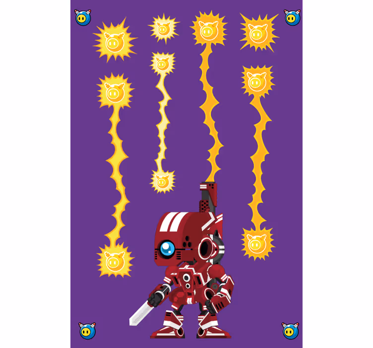 Robotik enerji savaşı geek desenli stor perde - TenStickers