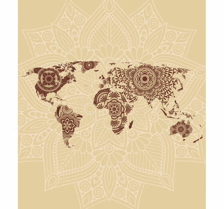 Mandala dünya halısı dünya haritası stor perde - TenStickers