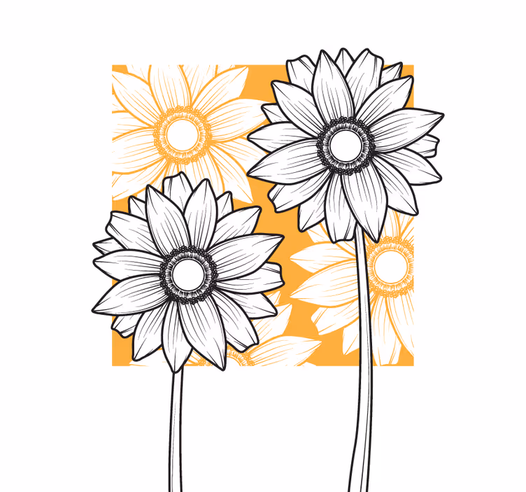 Yemyeşil çiçek deseni çiçekler ve bitkiler stor perde - TenStickers