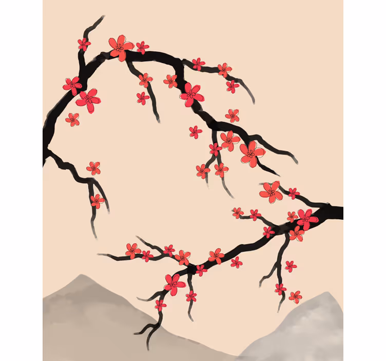 Sakura dalları genç odasi stor perde - TenStickers