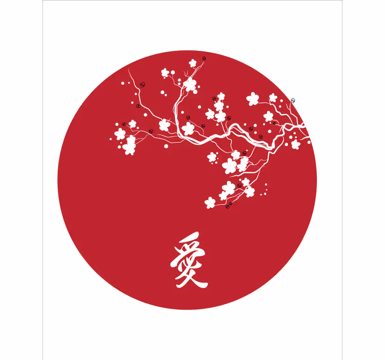 Japon kiraz çemberi çiçek desenli stor perde - TenStickers