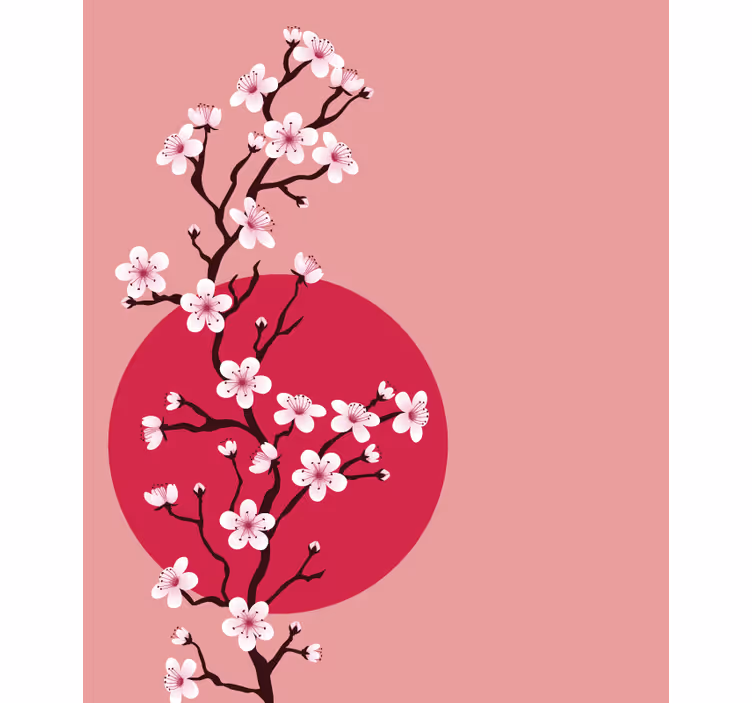 Sakura çiçeği sapı çiçekler ve bitkiler stor perde - TenStickers