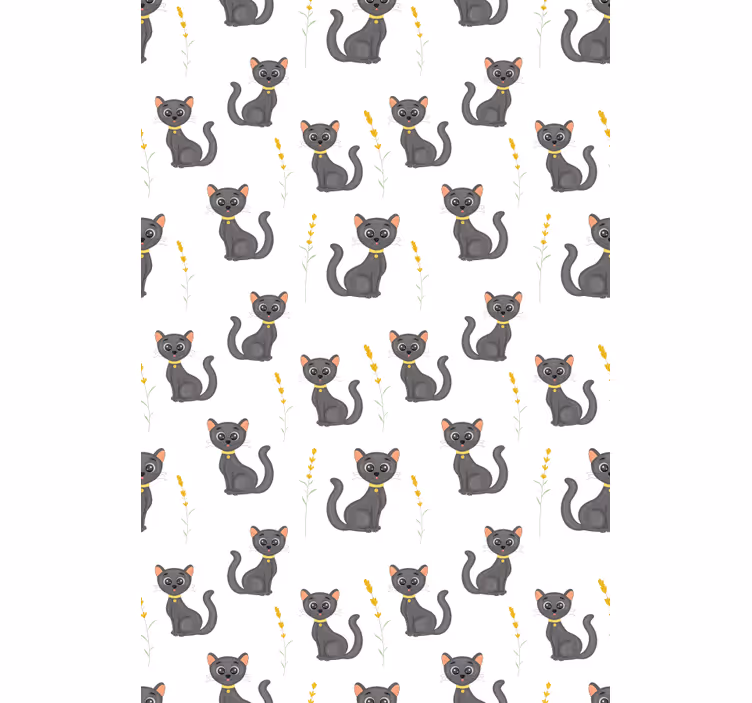 Siyah kedi deseni hayvanlar stor perde - TenStickers