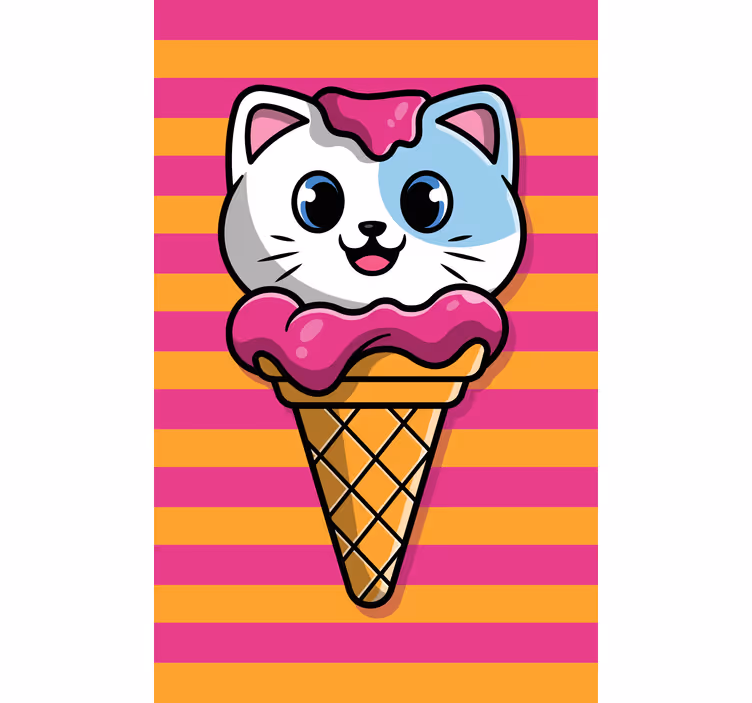 Dondurma çocuk Stor perde şirin kedi - TenStickers