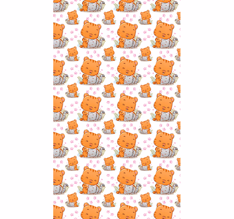 Bebek kedi desenleri çocuk odası stor perde - TenStickers