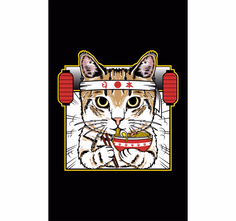Erişte yiyen kedi hayvanlar stor perde - TenStickers
