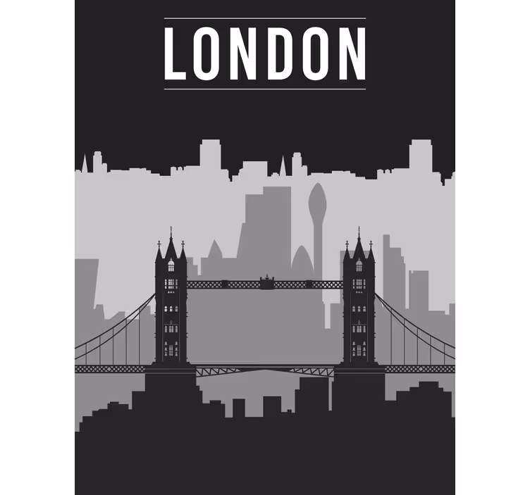 Siyah ve gri londra manzarası Stor perde boyama - TenStickers