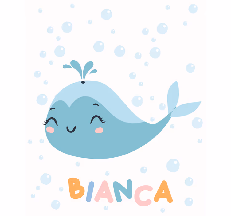 Adı Stor perde boyama ile mutlu balina - TenStickers