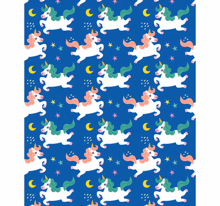 Ay ışığında tek boynuzlu atlar hayvanlar stor perde - TenStickers