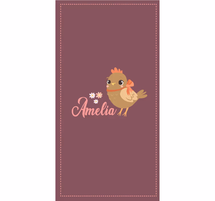 çiçekli ve isimli civciv hayvanlar stor perde - TenStickers