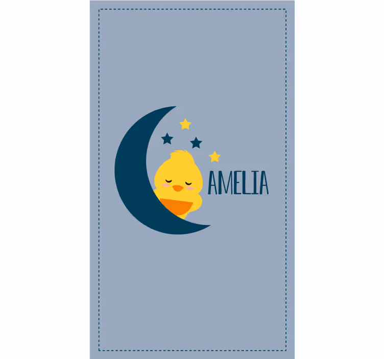 Isimli ay civcivi çocuk odası stor perde - TenStickers