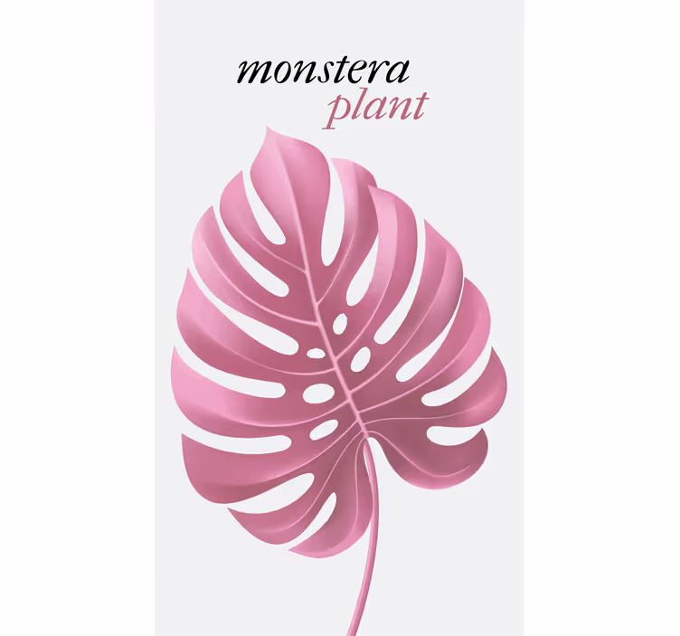 Pembe monstera bitkisi çiçekler ve bitkiler stor perde - TenStickers