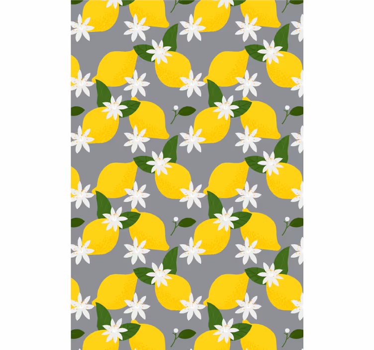 Gri meyve ve sebze Stor perdelernde sarı limon - TenStickers