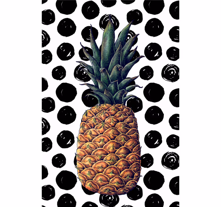 Noktalı ananas meyve ve sebzeler stor perde - TenStickers