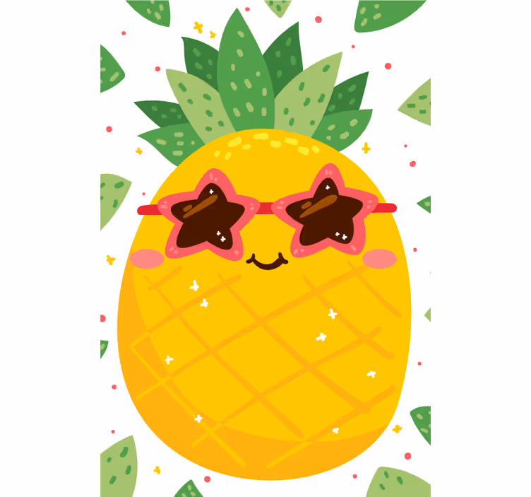 Pembe meyve ve sebze Stor perde ile ananas - TenStickers