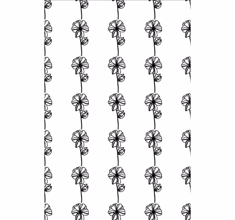 Siyah dikey çiçekler çiçek desenli stor perde - TenStickers