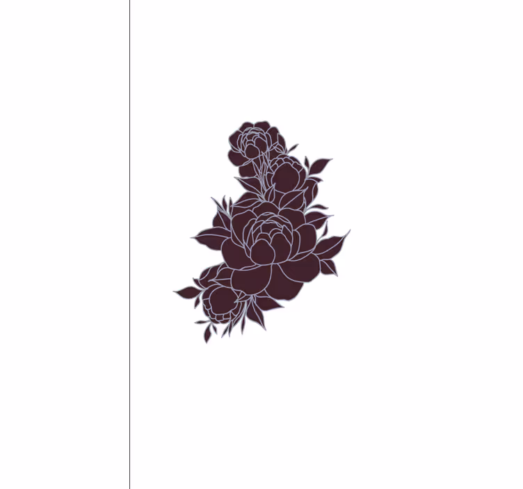 Gül buketi minimalist tasarım çiçek Stor perde - TenStickers