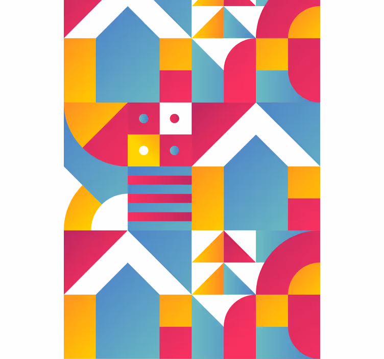 Geometrik kentsel desenler modern stor perde - TenStickers